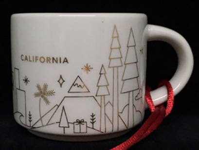NWT Starbucks CALIFORNIA & CA You Are Here mug Ornament Christmas Free shipping
