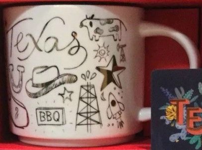 Starbucks Texas Coffee Mug with Limited Edition Texas Starbucks Gift Card  Collectible No Value, Been…See more Starbucks Texas Coffee Mug with Limited