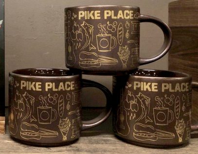 Starbucks Exclusive First Store Seattle Pike Place Brown Mug, Original Logo, 12 fl oz